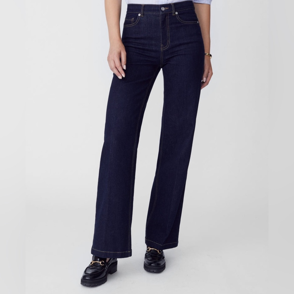 J. MCLAUGHLIN NWOT LOWDEN HIGH WAISTED DARK BLUE WIDE LEG DENIM JEANS / SIZE 12
